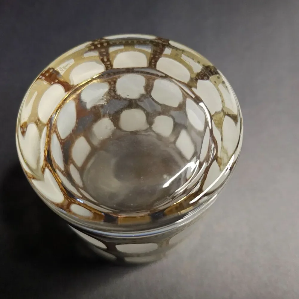22k Gold Double Rocks Bar Glass Vtg 1960s Mid-century Hollywood Regency Liquor